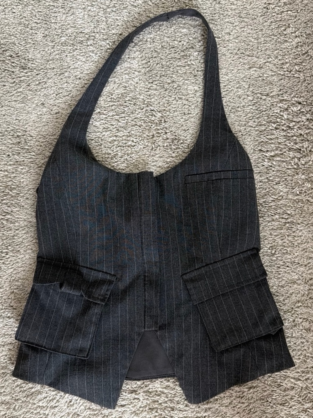 Zara dark charcoal Pinstripe Halter Vest